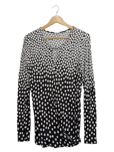 LASCANA Damen Langarmshirt Bluse Polka Dot Gr. 36-38 S/M Schwarz Weiß