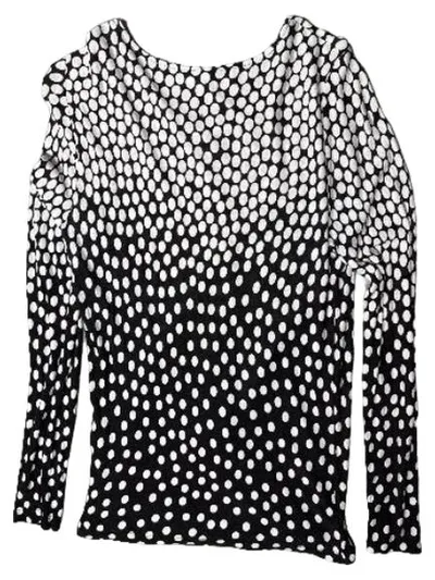 LASCANA Damen Langarmshirt Bluse Polka Dot Gr. 36-38 S/M Schwarz Weiß