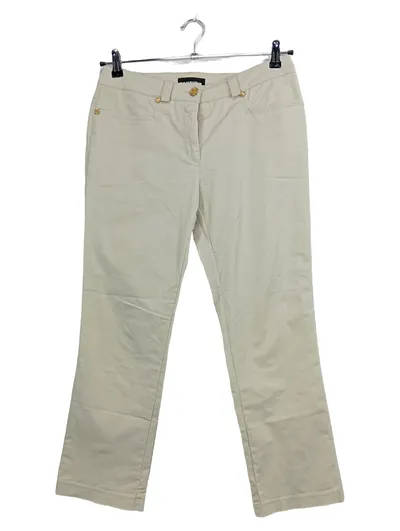 CAMBIO Damen Stoffhose Gr. 40 Beige Chino Baumwolle Gold-Knöpfe