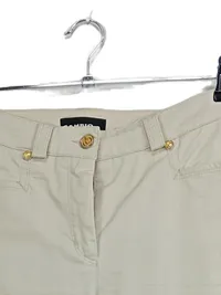 CAMBIO Damen Stoffhose Gr. 40 Beige Chino Baumwolle Gold-Knöpfe 2
