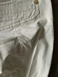 CAMBIO Damen Stoffhose Gr. 40 Beige Chino Baumwolle Gold-Knöpfe 4