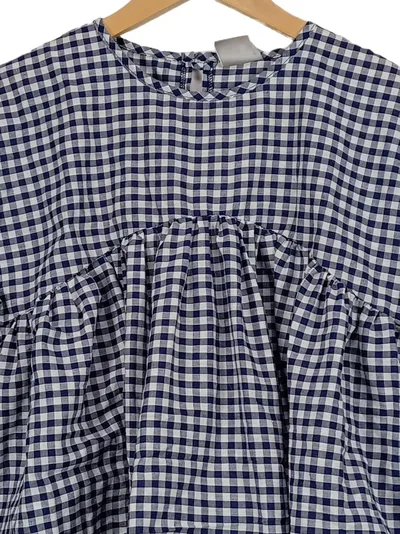 ASOS Damen Bluse Gr. 34/XS Kariert Blau Weiß Oversized Babydoll