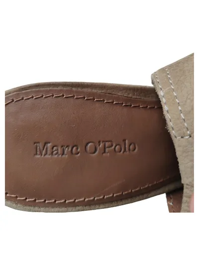 Marc O'Polo Wedge Clogs Damen Sandalen Leder Keilabsatz Beige Gr. 39