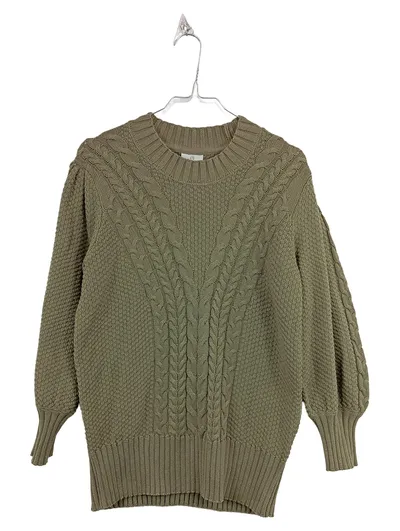 Kaffee Damen Strickpullover Gr. 42/XL Oliv Zopfmuster Baumwolle
