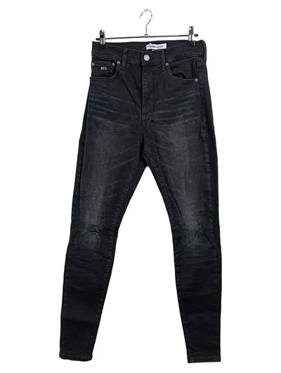Tommy Jeans Skinny Fit Jeans Damen Schwarz W28 L31 Löcher Baumwolle