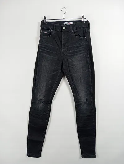Tommy Jeans Skinny Fit Jeans Damen Schwarz W28 L31 Löcher Baumwolle