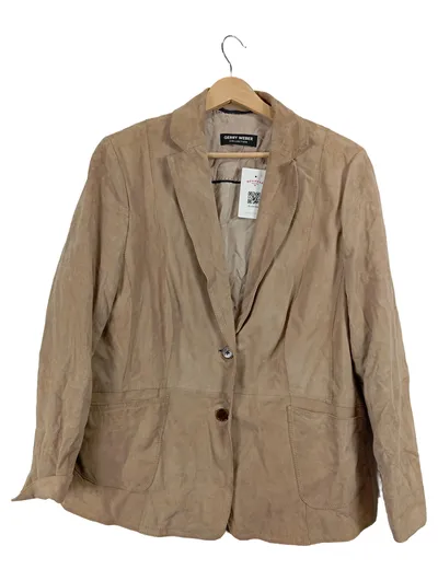 Gerry Weber Damen Blazer Wildlederoptik Beige Gr. M/40 Klassisch
