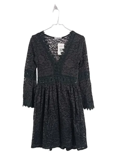 Hailys Damen Kleid Spitze Langarm Schwarz Festlich Elegant Minikleid Gr. 34/XS