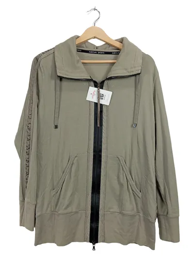 Marc Cain Sports Damen Sweatjacke Gr. 42 XL Oliv Kapuze Reißverschluss