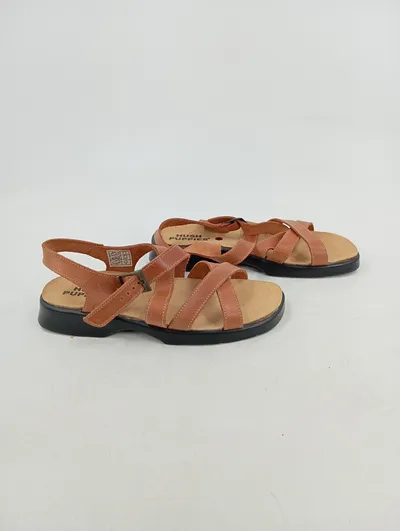 Hush Puppies Damen Sandalen Leder Braun Freizeit Schnalle Gr. 39