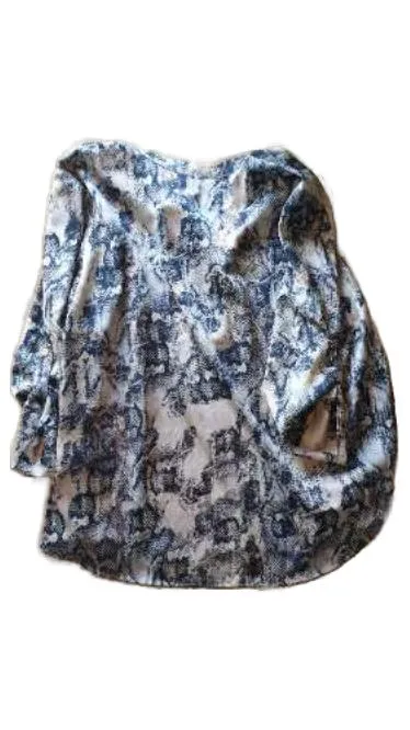 ANNI FOR FRIENDS Damen Bluse Gr. 48 Schlangenmuster Blau Beige Polyester 4