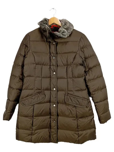 CINQUE Damen Steppmantel Gr. 40 Braun Kunstpelzkragen Winterjacke