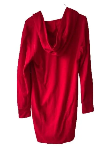 Calvin Klein Damen Hoodie Kleid Rot Schnürung Kapuze Gr. S 5