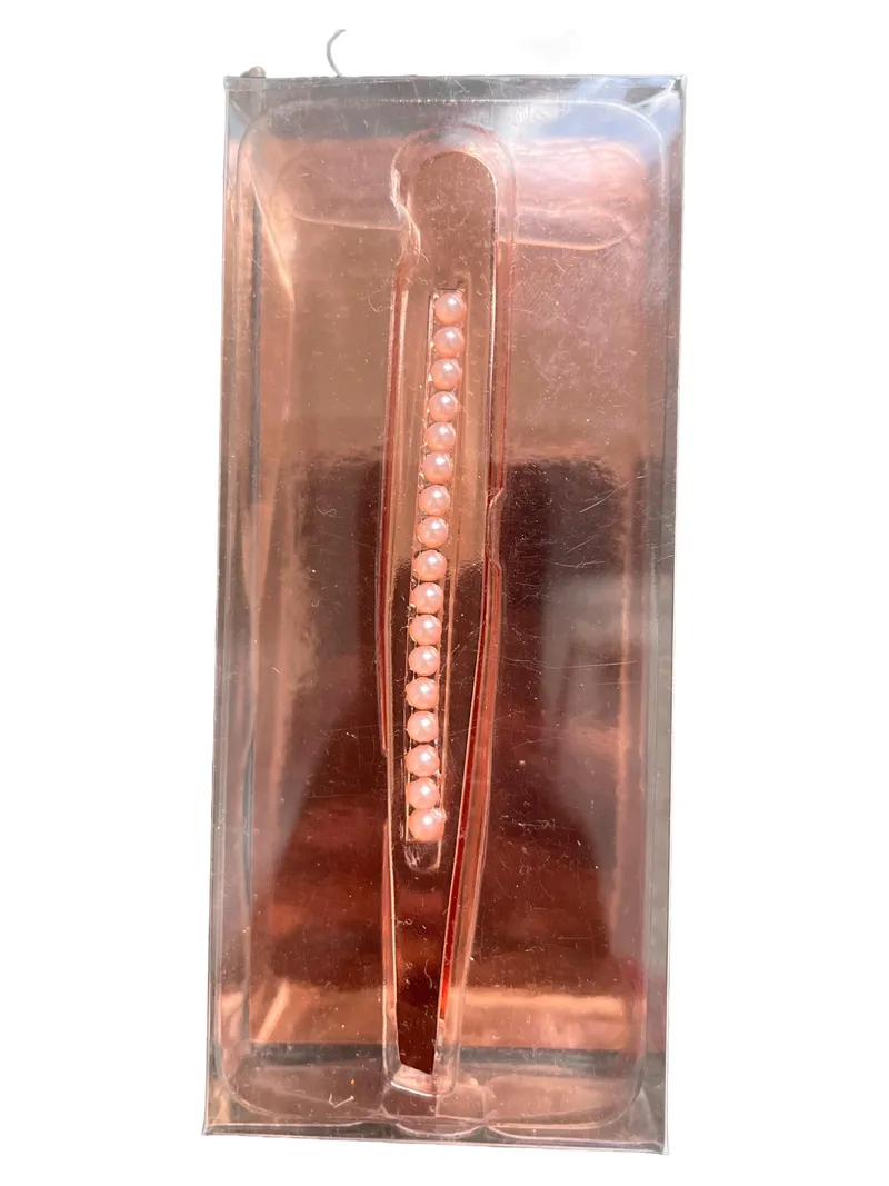 Beauty GLAMOUR Pinzette Roségold mit Perlenbesatz Augenbrauen Damen 1