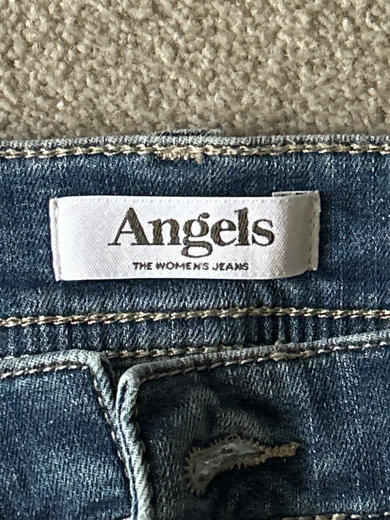 Angels Damen Jeans Tapered Fit Blau Gr. 36 W28 Stretch Casual 4