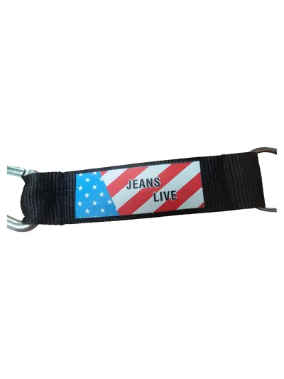 Schlüsselanhänger Karabiner USA Flagge Jeans Live Schwarz Nylon
