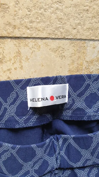 Helena Vera Stoffhose Damen Gr. 46 Blau Maritim Muster Business