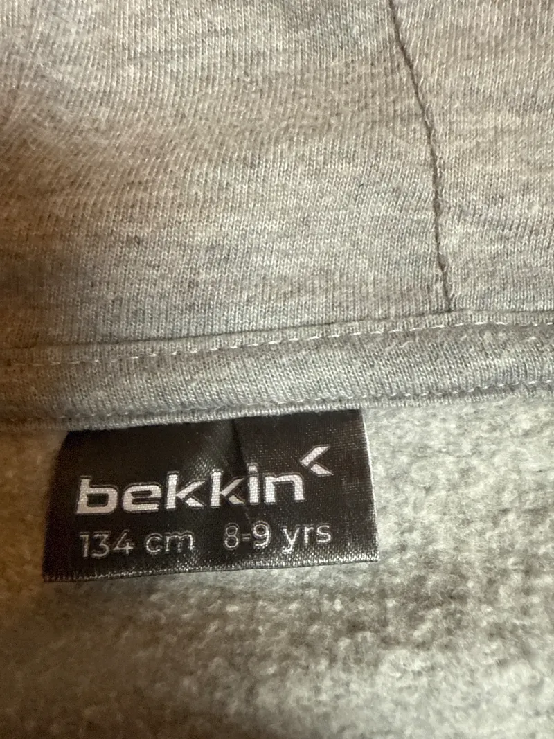 bekkin Sweatjacke Kinder Gr. 134 Kapuzenjacke Grau Meliert Hoodie 5