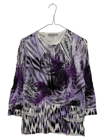 RABE Damen Pullover Gr. 38 Lila Paisley Print 3/4-Arm Viskose