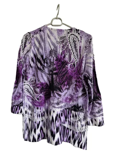 RABE Damen Pullover Gr. 38 Lila Paisley Print 3/4-Arm Viskose