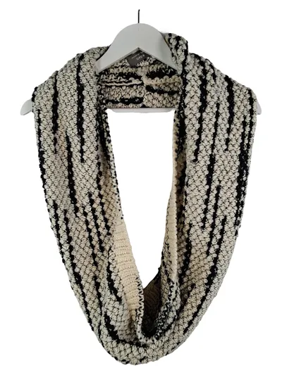Barts Schlauchschal Damen Strick Loop Schal Beige Schwarz Wolle Bommel