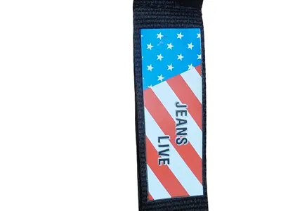 Schlüsselanhänger USA Flagge Karabiner D-Ring Schwarz Jeans Live