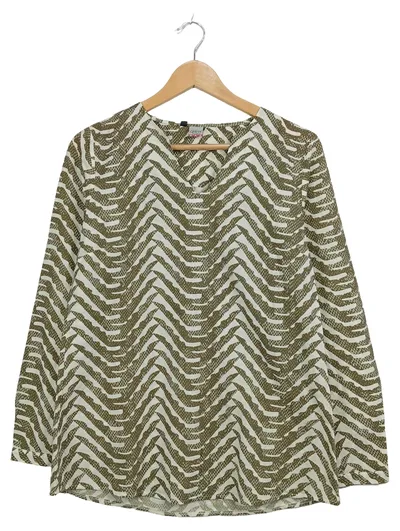 QIÉRO! Damen Langarmshirt Gr. 38/M Zebramuster Oliv Viskose Bluse