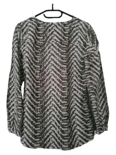 QIÉRO! Damen Langarmshirt Gr. 38/M Zebramuster Oliv Viskose Bluse