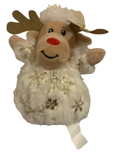 Tender Toys Rentier Plüsch Weihnachtsdeko Weiß 21cm Glitzer Sterne