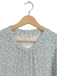 Faith and Joy Damen Bluse Gr. M/38 Blumenmuster Hellblau Rüschen 2