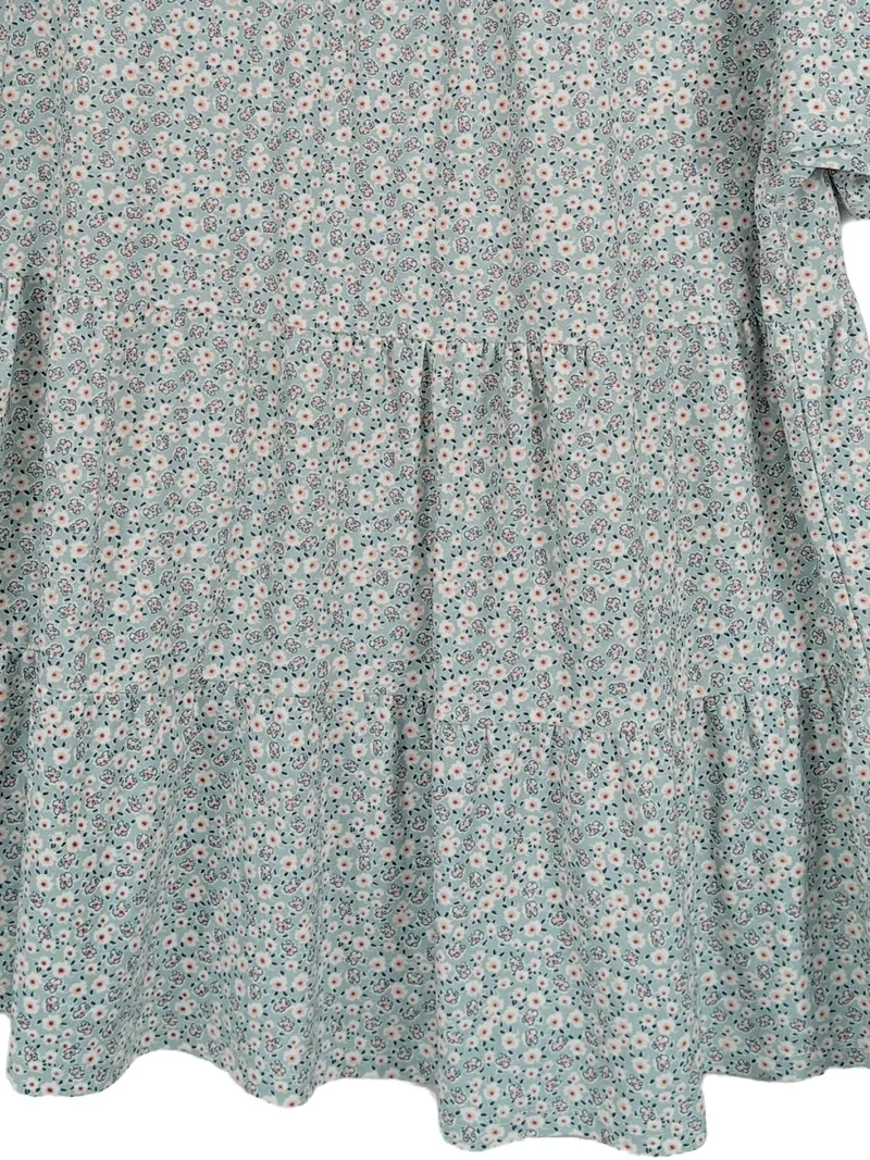 Faith and Joy Damen Bluse Gr. M/38 Blumenmuster Hellblau Rüschen 3