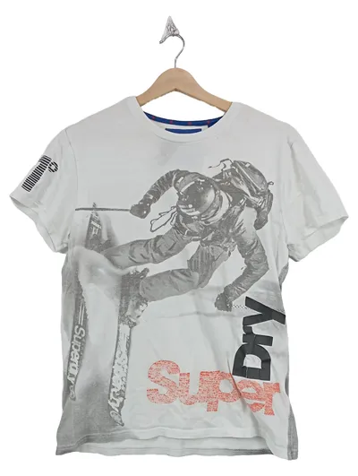 Superdry Herren T-Shirt M Astronauten-Print Sportlich Weiß
