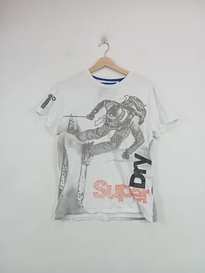 Superdry Herren T-Shirt M Astronauten-Print Sportlich Weiß