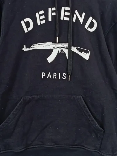 DEFEND PARIS Hoodie Herren Gr. M/50 Schwarz Kapuzenpullover Streetwear