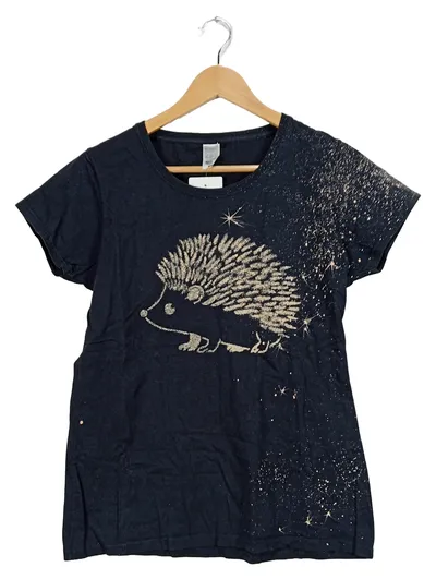 Fruit of the Loom Damen T-Shirt Igel Print Schwarz Gr. M