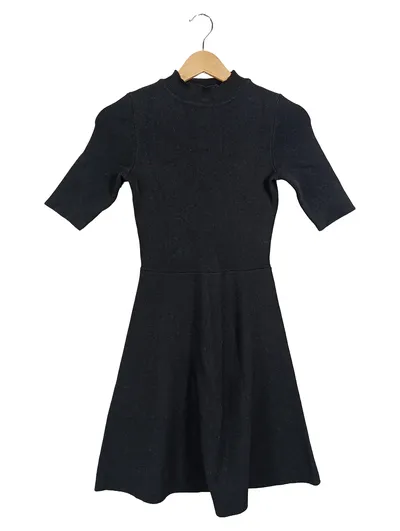 ORSAY Damen Strickkleid A-Linie Schwarz Gr. 34/XS Elegant Kurzarm