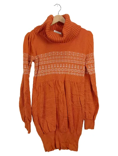 ORSAY Damen Rollkragenpullover Orange Fair Isle Muster Gr. 36