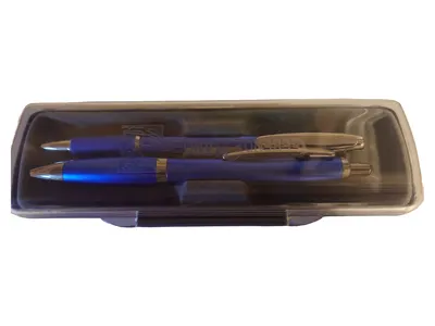 Gebende Hände Kugelschreiber Set Blau Schreibset Geschenkbox Metall