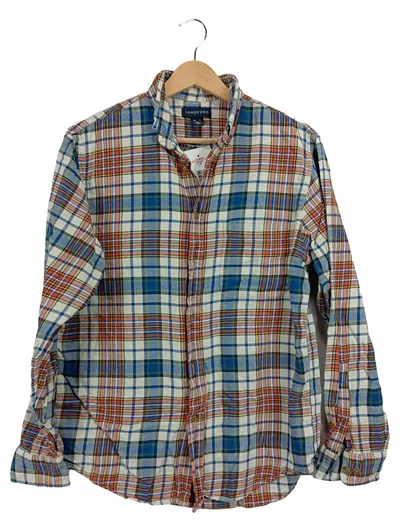 LANDS' END Herren Freizeithemd Kariert Gr. 46/S Mehrfarbig Baumwolle Casual