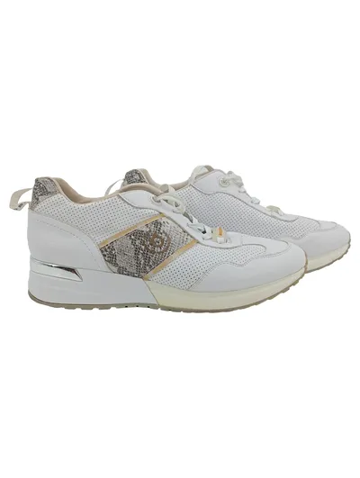 Bugatti Damen Sneaker Low Weiß Schlangenmuster Gr. 40 Modern