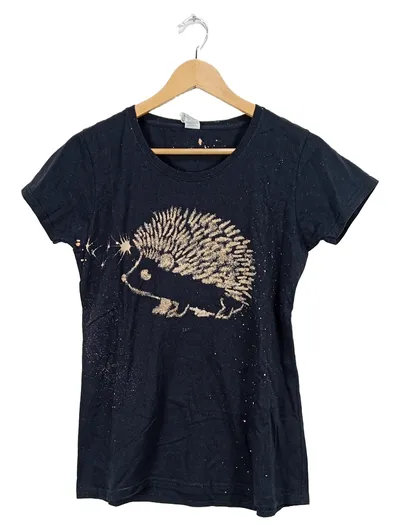 Fruit of the Loom Damen T-Shirt Igel Print Schwarz Gr. M 38