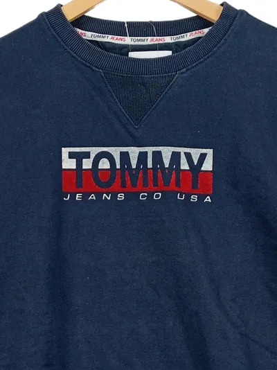 Tommy Jeans Sweatshirt Herren Gr. S Blau Logo Pullover Baumwolle