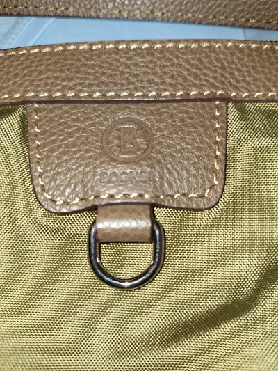 BOGNER Damen Umhängetasche Oliv Nylon Leder Schultertasche Tasche