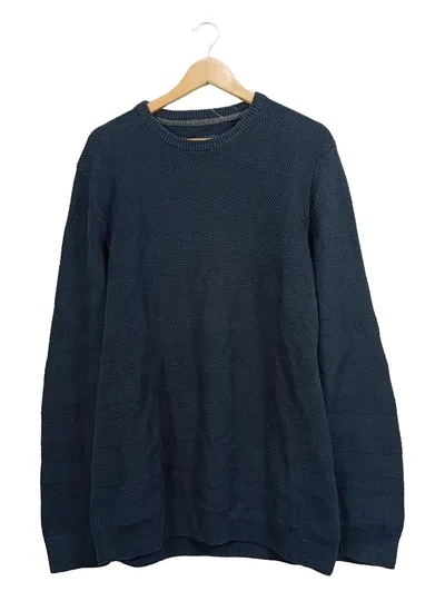 LERROS Herren Pullover Gr. XL Blau Strukturstrick Rundhals Sweater Casual