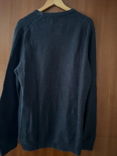 LERROS Herren Pullover Gr. XL Blau Strukturstrick Rundhals Sweater Casual