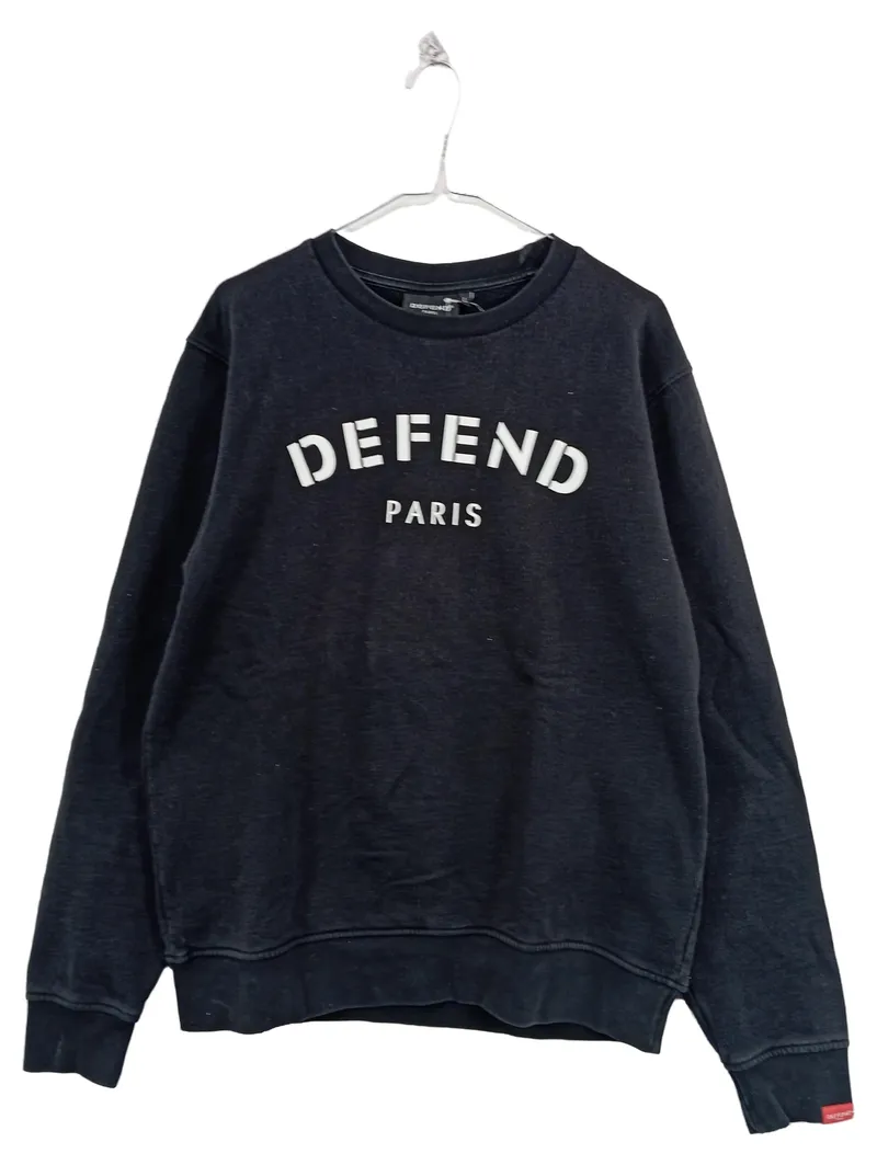 DEFEND PARIS Sweatshirt Herren Pullover Gr. 40 Schwarz Logo Print Streetwear 1