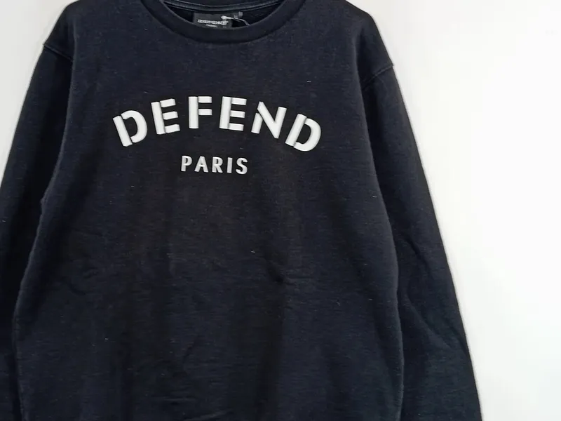 DEFEND PARIS Sweatshirt Herren Pullover Gr. 40 Schwarz Logo Print Streetwear 2