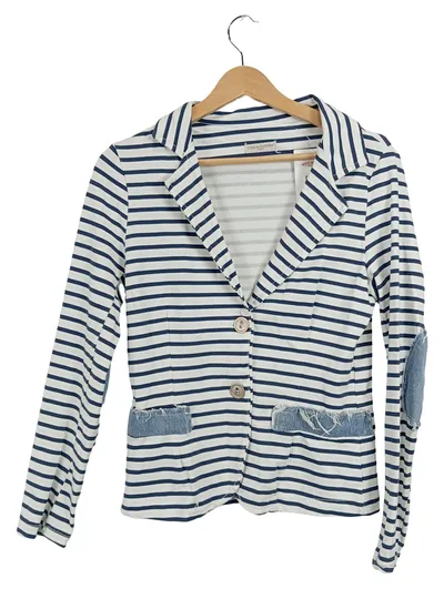 Carla Giannini Damen Blazer Gr. M/38 gestreift Jeans-Applikationen