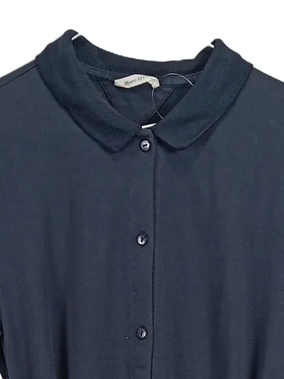 Marc O'Polo Damen Blusenkleid Gr. 38 Blau Baumwolle Bindegürtel