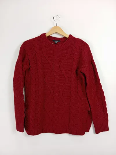 Mavi Damen Pullover Strickpullover Zopfmuster Rot Gr. 36/S